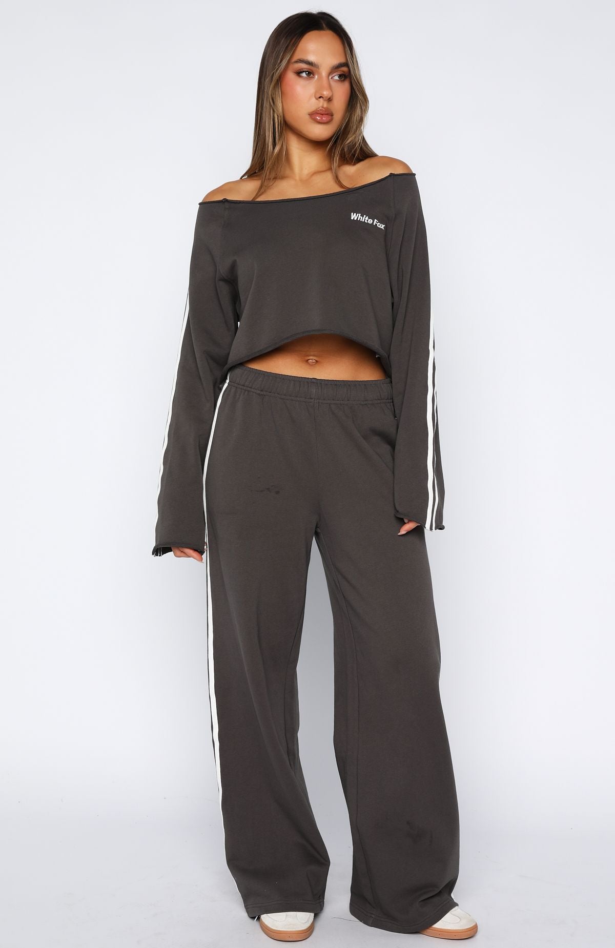 Star Student Wide Leg Sweatpants Charcoal