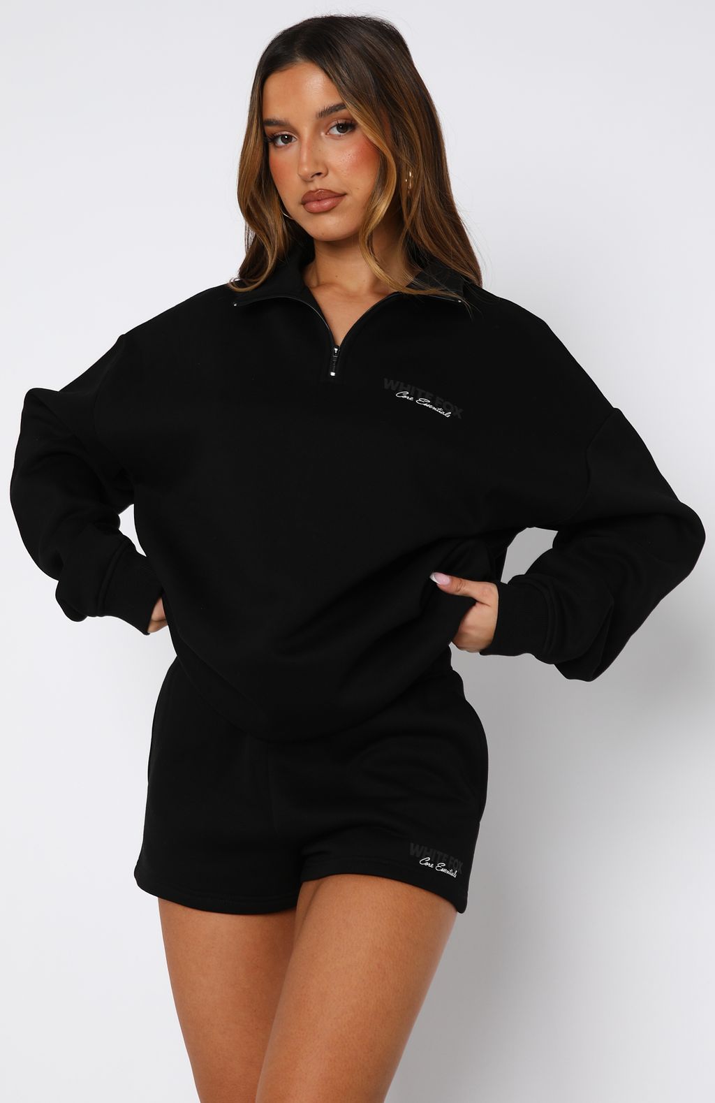 Core Essentials Zip Sweater Black