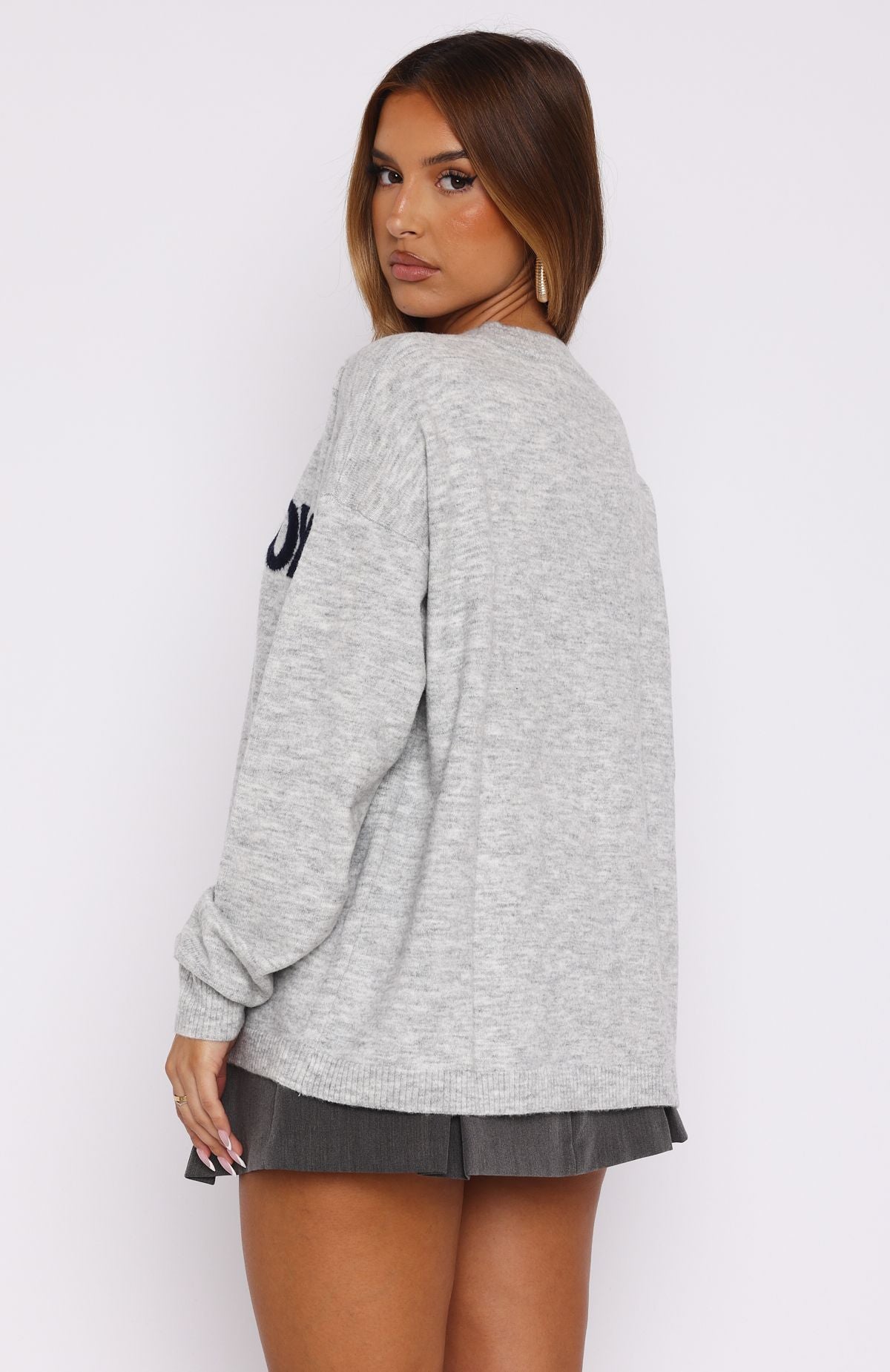 Set Me Free Knit Sweater Grey Marle