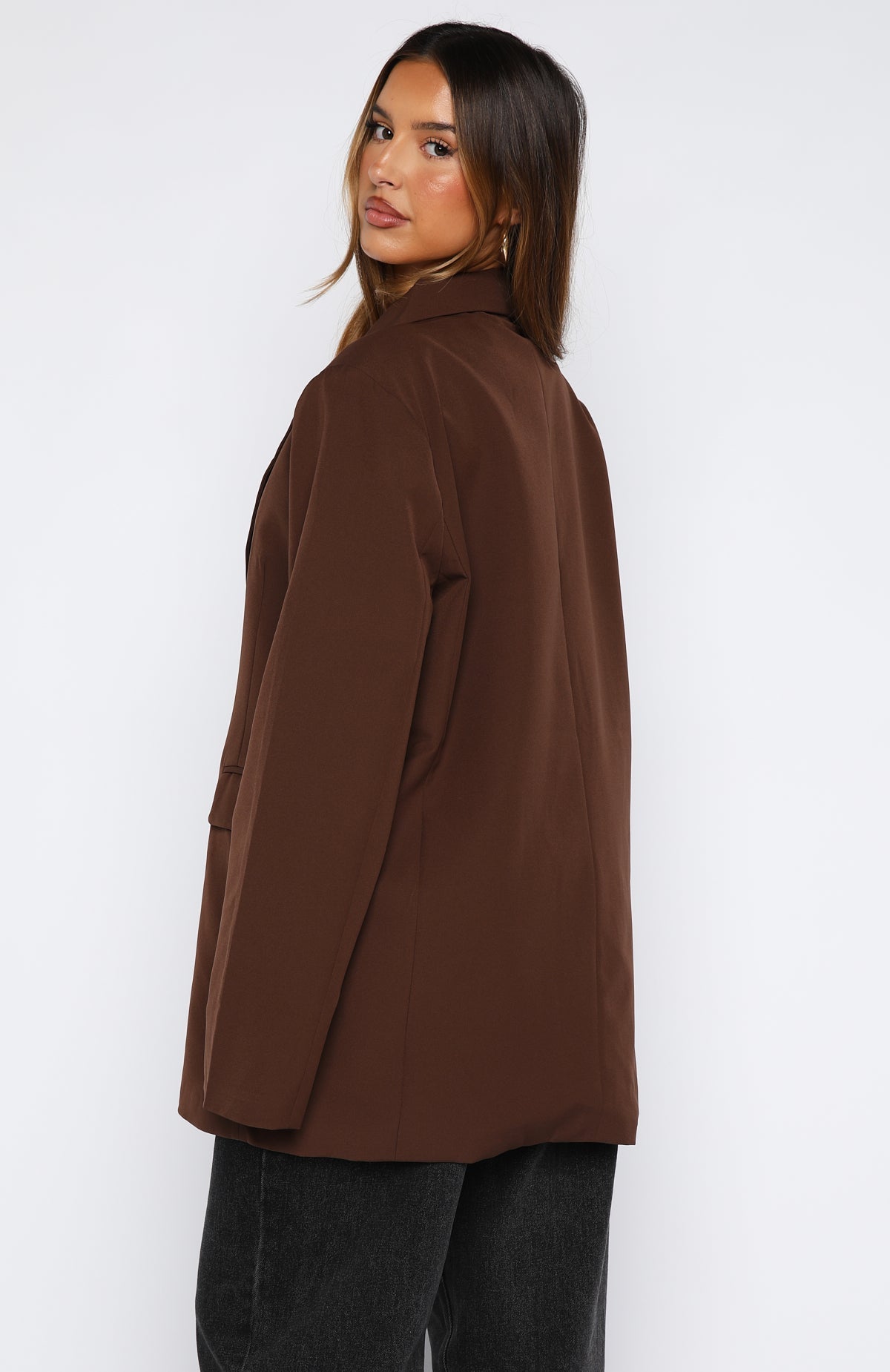 Catch Me Now Oversized Blazer Chocolate