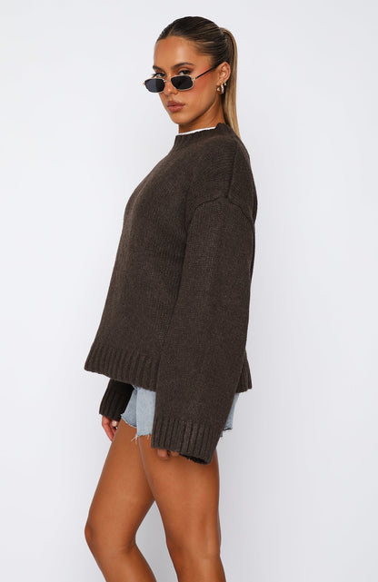 Winter's Chill Knit Sweater Chocolate