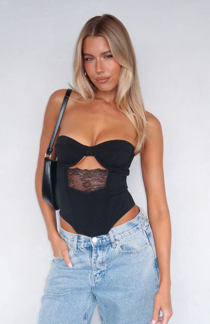 Wild Thoughts Strapless Bustier Black