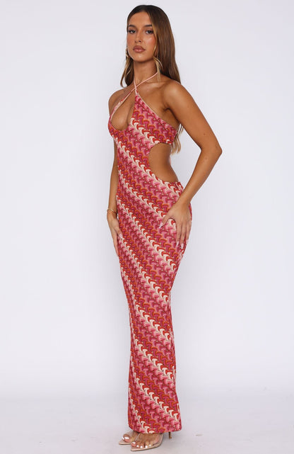 Forever Faithful Halter Maxi Dress Berry