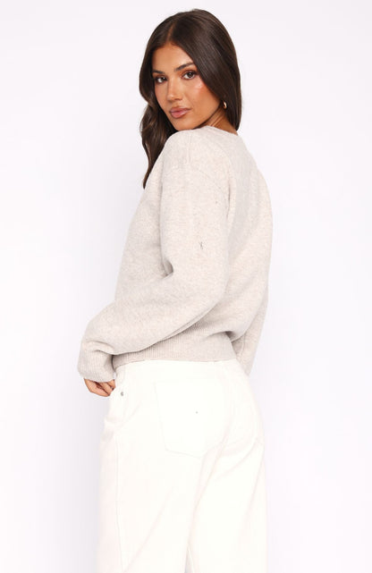 Helping Hand Knit Cardigan Oat
