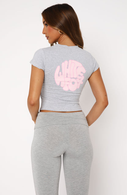 Around In Circles Baby Tee Grey Marle