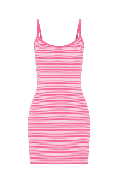 I've Been Thinking Knit Mini Dress Pink Stripe