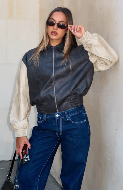 Like A Pro PU Jacket Black/Beige