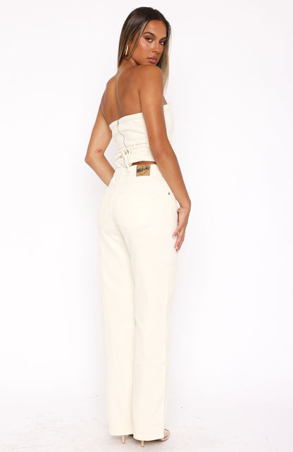 Leah Low Rise Straight Leg Jeans Cream
