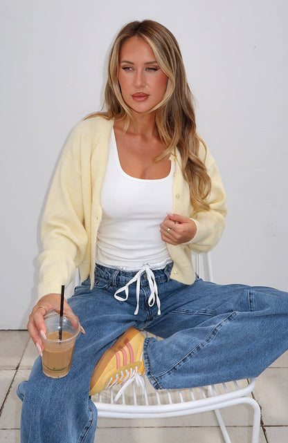 Warm Whispers Knit Cardigan Lemon