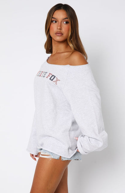 Live For Today Off Shoulder Sweater Grey Marle