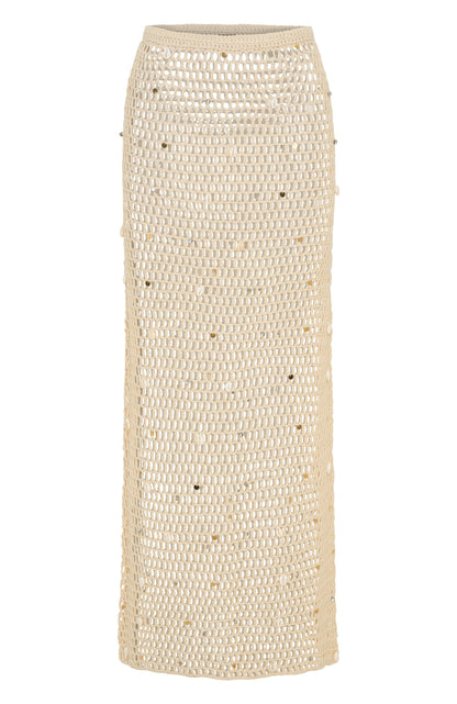 Dance With You Crochet Maxi Skirt Sand