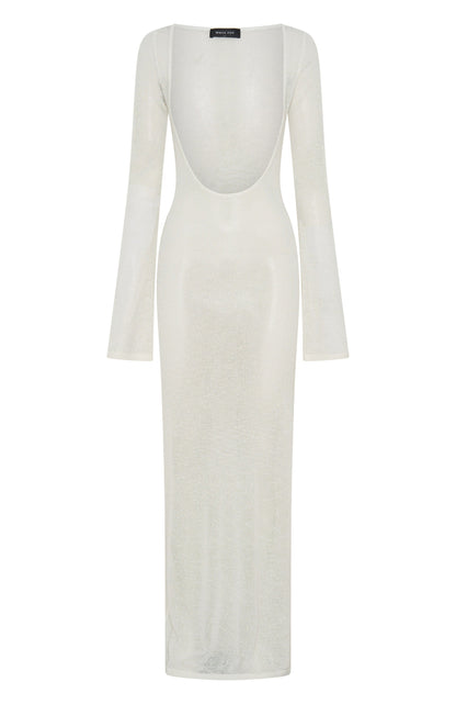 Malta Mermaids Long Sleeve Maxi Dress White