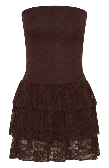 New Idea Strapless Mini Dress Chocolate