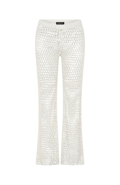 On A Wave Crochet Pants White