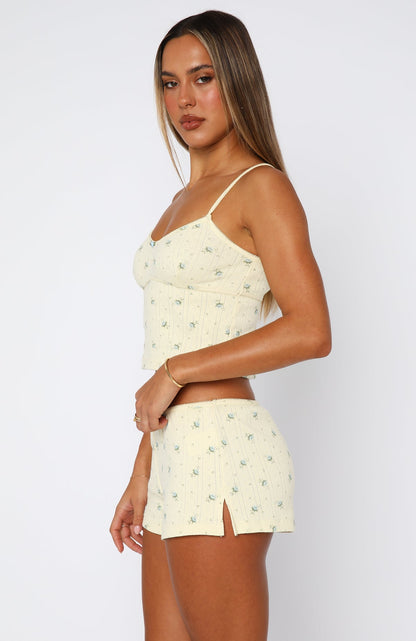 Snuggle Season Pyjama Top Lemon Floral