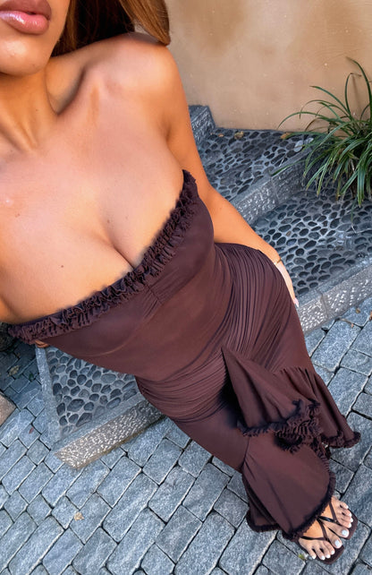 Still Got It Mesh Maxi Dress Chocolate